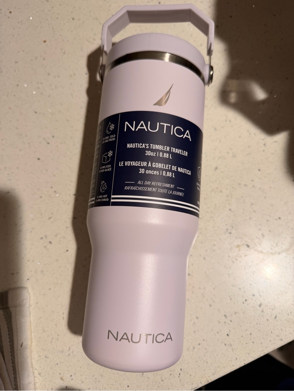 Nautica Light Pink Travel Tumbler with Handle